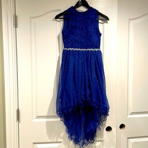 Dress blue color with rhinestones around waist